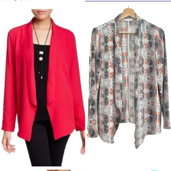 Lush Open Front Patterned Blazer - Picture 2 of 4